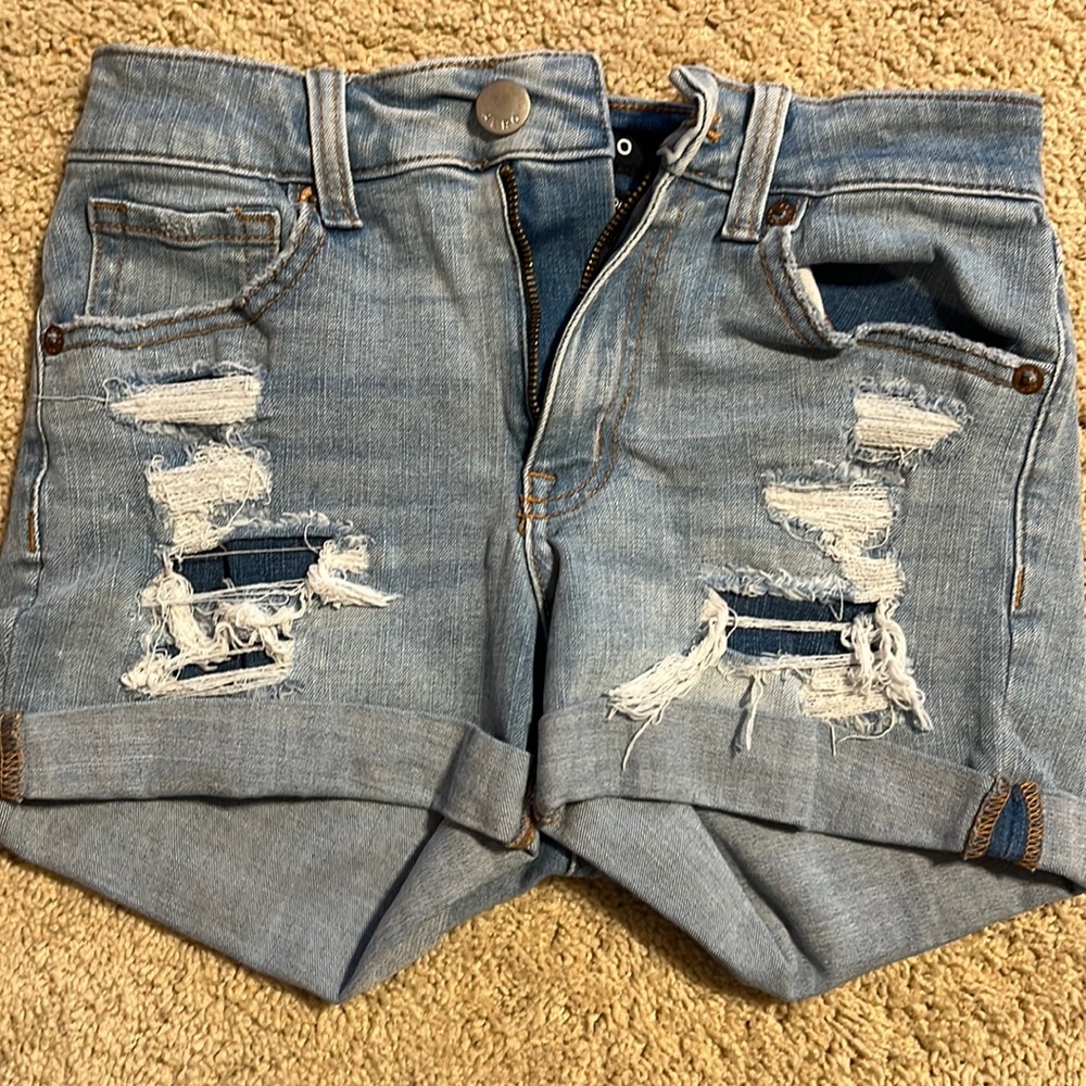 Aeropostale High Rise Midi Light Denim Jean Shorts